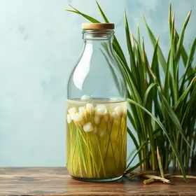 água de arroz no cabelo